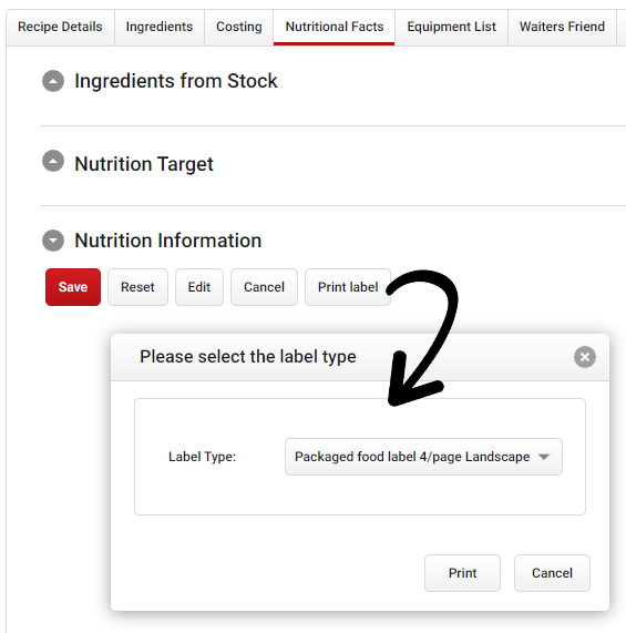 Landscape Packaged Food Labels with Barcode